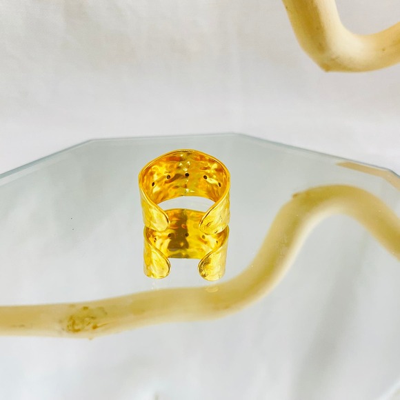 ANIYAH Neutral Irregular Color Rhinestone Band Gold Plated Open Ring - Picture 7 of 11